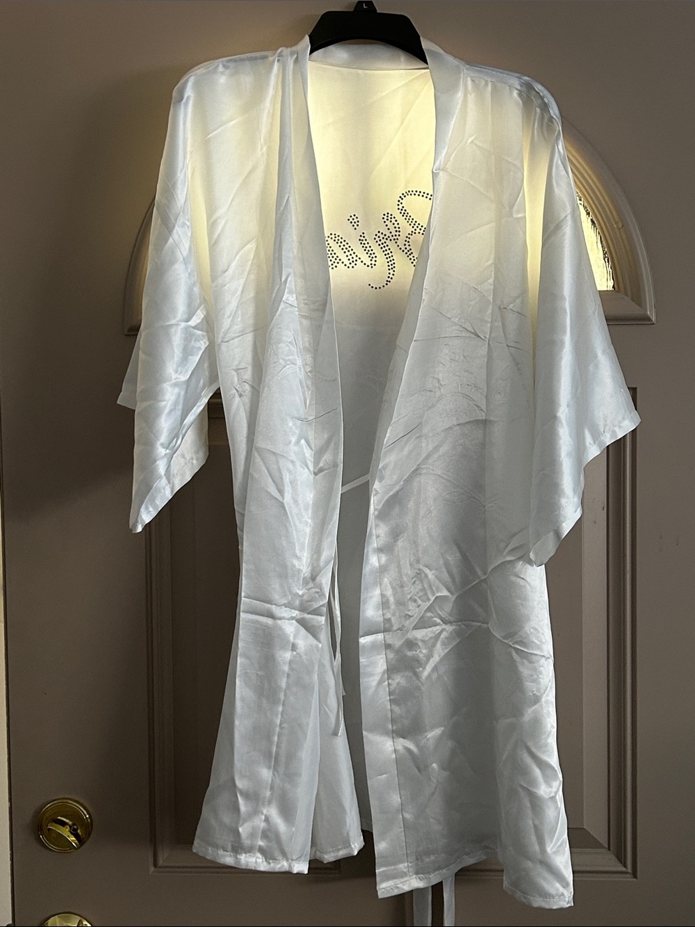 Bride Short Robe With Embellished “Bride” Script On Back With Short Sleeves